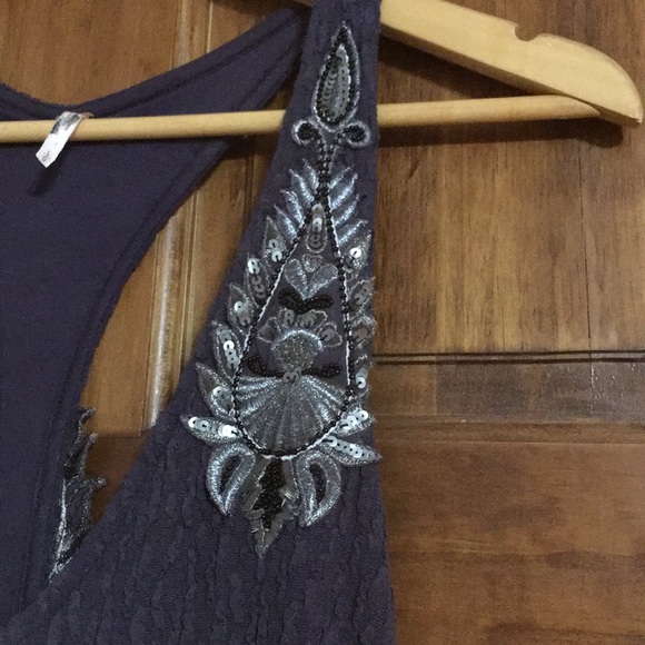 Free People Navy Blue Embellished Midi Dress - Picture 2 of 6